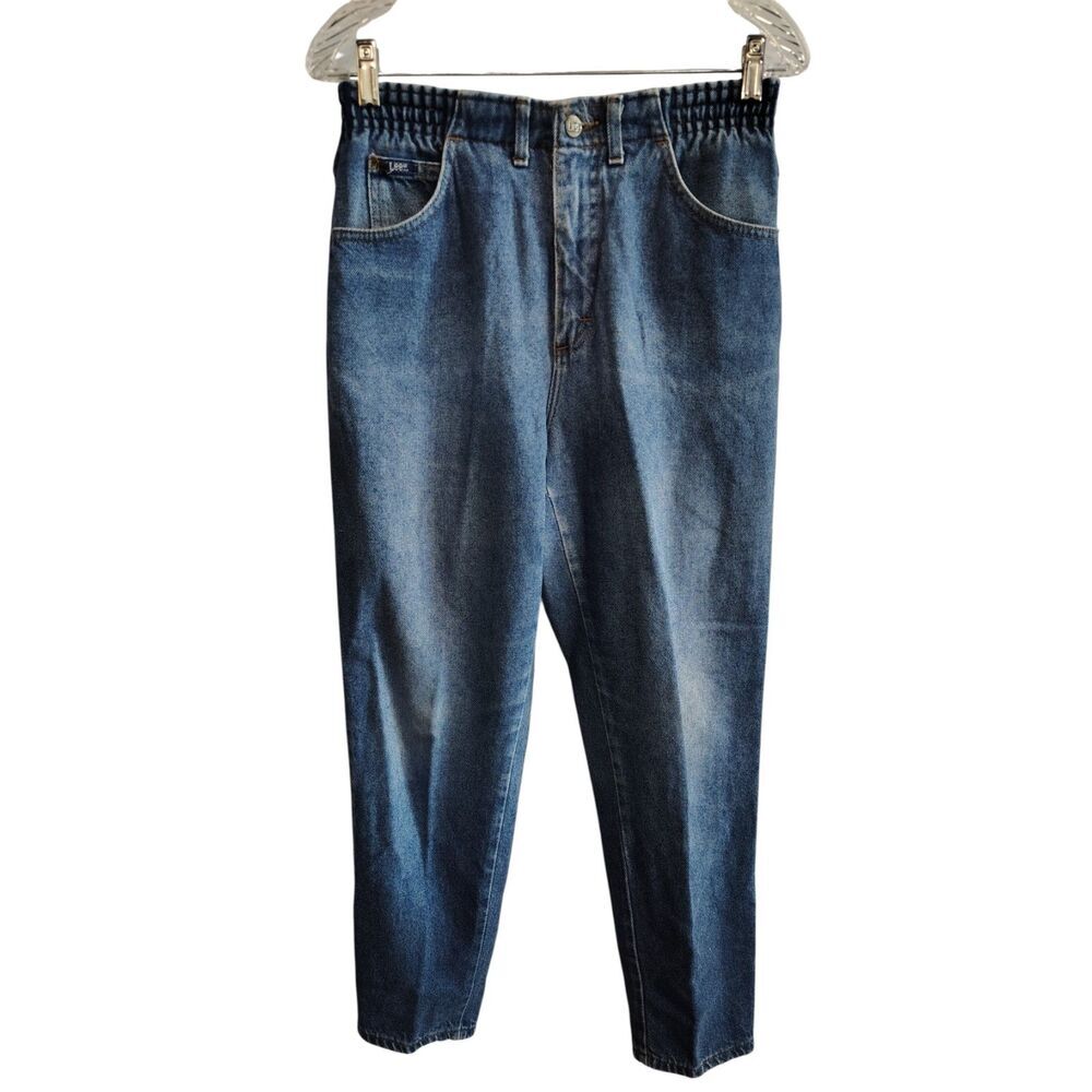 Vintage Lee High Rise Women's Stretch Waist Blue Denim Jeans Size 8 Petite